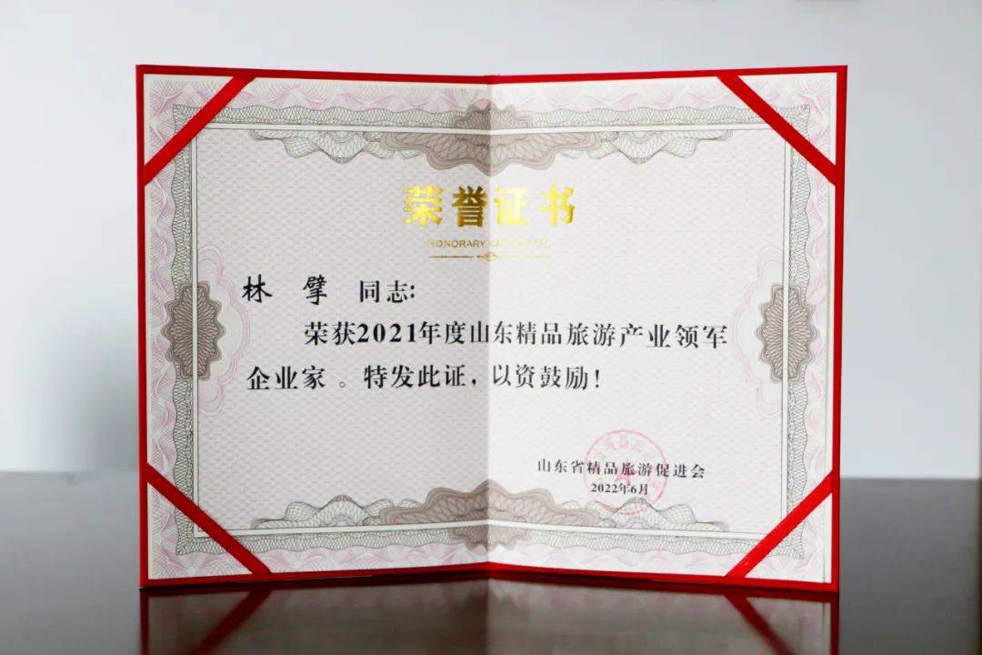 热烈祝贺沃尔德集团董事长林擘荣获“2021年度山东省精品旅游产业领军企业家”称号